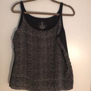 Tank/camisole, animal print:solid black back